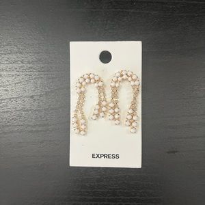 Express earrings. White gemstones. New.